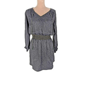 Rebecca Taylor Mini Silk Leopard Print Dress Sz 8 Black 80's Maximalist Glam